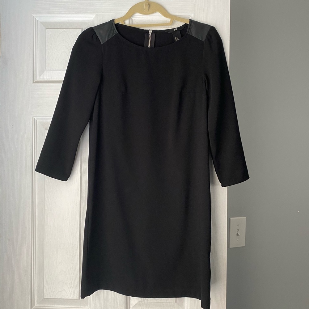 Black H&M Women’s Dress w/ Leather Shoulder Accent